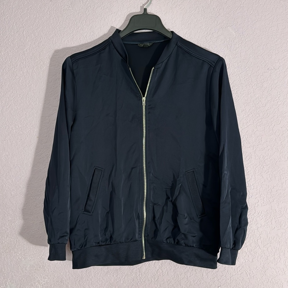 Topshop Navy Blue Lightweight Bomber Style Jacket
